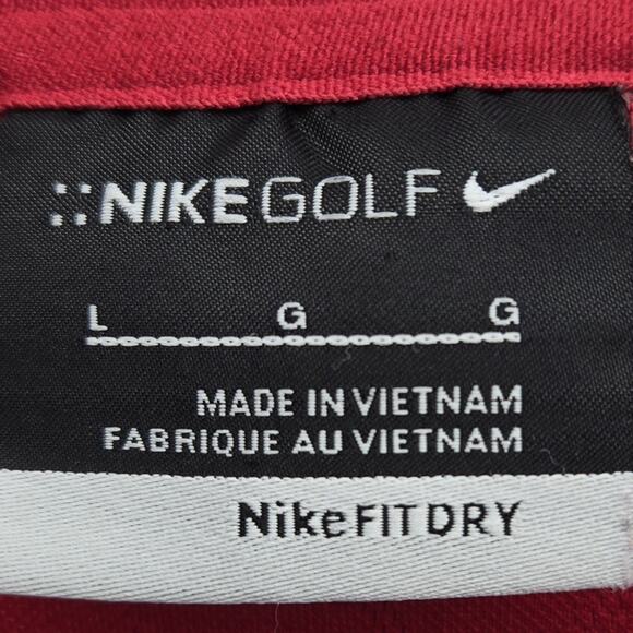 Nike Golf Polo Shirt Mens Large Red‎ Fit Dry Performance Geometric Pattern - Picture 2 of 12